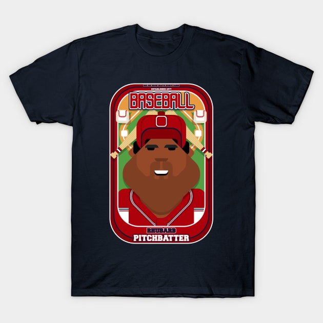 Baseball Red Blue White - Rhubarb Pitchbatter - Hayes version T-Shirt by Boxedspapercrafts